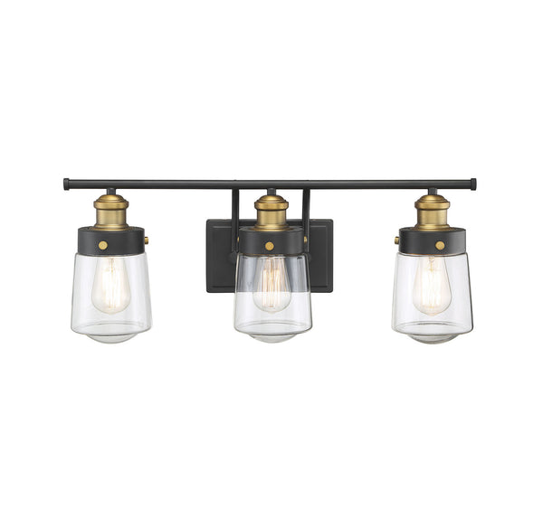 Macauley 3-Light Bathroom Vanity Light in Vintage Black with Warm Brass