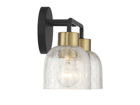 Flagler 2-Light Bathroom Vanity Light in Matte Black with Warm Brass Accents