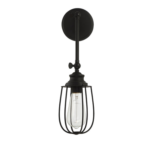 1-Light Adjustable Wall Sconce in Matte Black