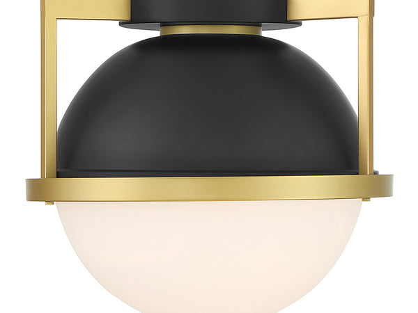 Carlysle 1-Light Ceiling Light in Matte Black with Warm Brass Accents