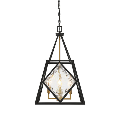 Capella 4-Light Pendant in English Bronze and Warm Brass