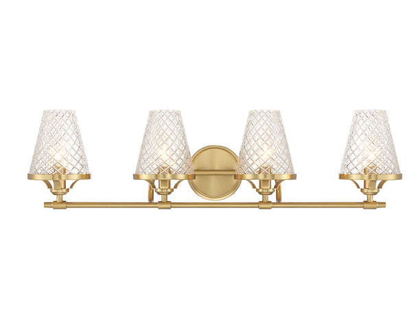 Candler 4-Light Bathroom Vanity Light in Warm Brass
