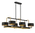 Chambord 6-Light Linear Chandelier in Vintage Black with Warm Brass Accents