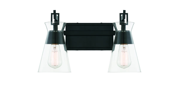 Lakewood 2-Light Bathroom Vanity Light in Matte Black