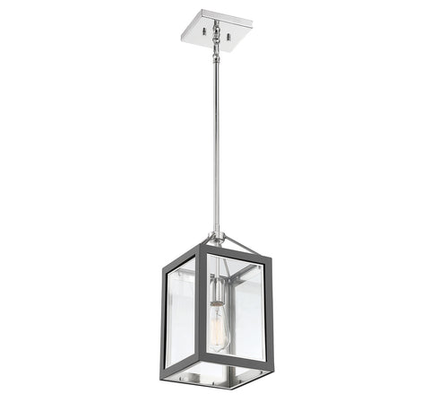 Champlin 1-Light Pendant in Gray with Polished Nickel Accents