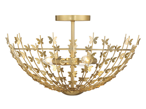 Birch 3-Light Ceiling Light in Burnished Brass