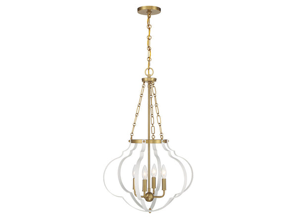 Mercer 4-Light Pendant in White and Warm Brass