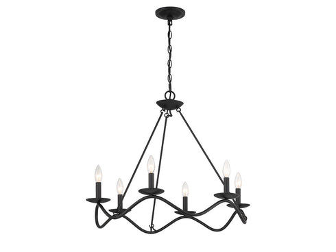 6-Light Chandelier in Matte Black