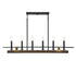 Icarus 6-Light Linear Chandelier in Burnished Brass with Walnut