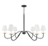 6-Light Chandelier in Black with Natural Brass Accents