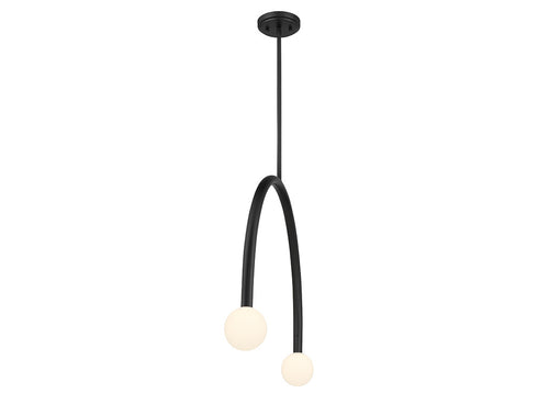 2-Light Chandelier in Natural Brass