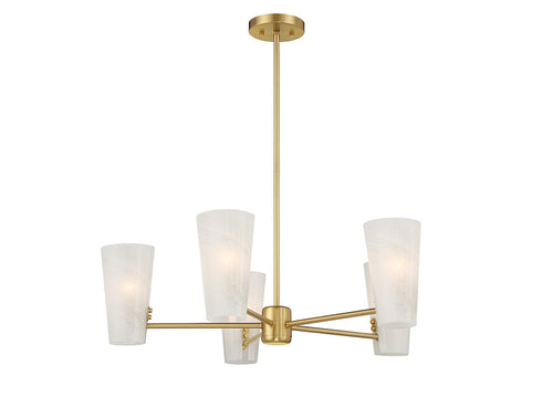 5-Light Chandelier in Natural Brass
