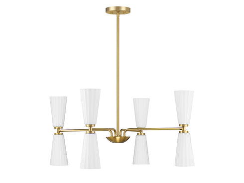 8-Light Chandelier in Natural Brass