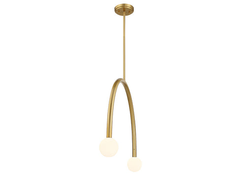 2-Light Chandelier in Natural Brass