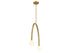 2-Light Chandelier in Natural Brass
