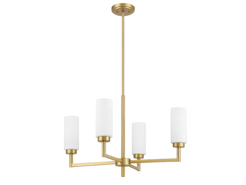 4-Light Chandelier in Natural Brass