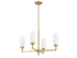 4-Light Chandelier in Natural Brass