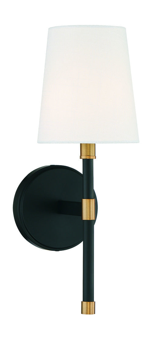 Brody 1-Light Wall Sconce in Matte Black with Warm Brass Accents
