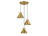 3-Light Multi-Point Chandelier in Natural Brass