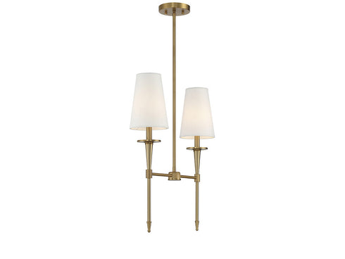 Trundle 2-Light Linear Chandelier in Warm Brass