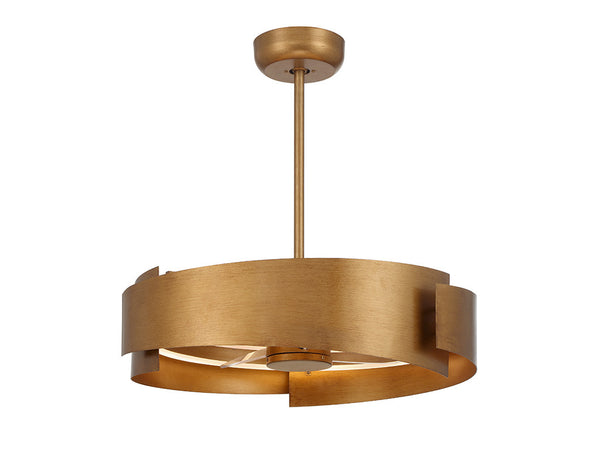 Amiena LED Fan D'Lier in Gold Patina