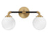 Dresden 2-Light Bathroom Vanity Light in Matte Black with Warm Brass Accents