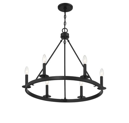 6-Light Chandelier in Matte Black