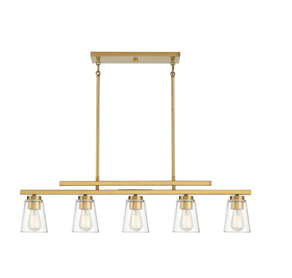 Calhoun 5-Light Linear Chandelier in Warm Brass