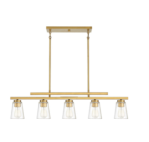 Calhoun 5-Light Linear Chandelier in Warm Brass