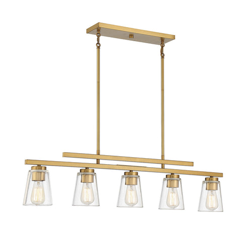 Calhoun 5-Light Linear Chandelier in Warm Brass