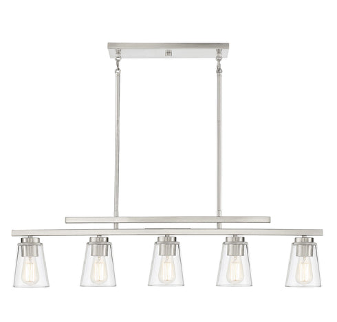 Calhoun 5-Light Linear Chandelier in Warm Brass