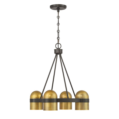 Andover 4-Light Chandelier in Mediterranean Bronze and Riviera Brass