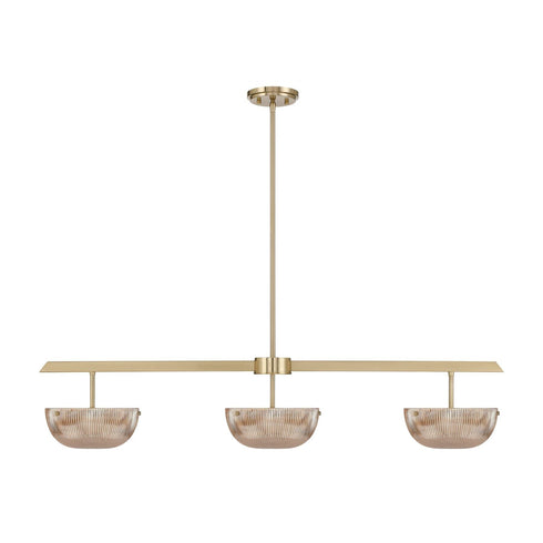 Hubbard 3-Light LED Linear Chandelier in Noble Brass