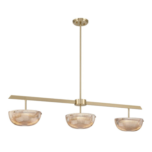 Hubbard 3-Light LED Linear Chandelier in Noble Brass
