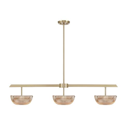Hubbard 3-Light LED Linear Chandelier in Noble Brass