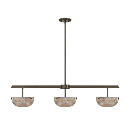 Hubbard 3-Light LED Linear Chandelier in Noble Brass
