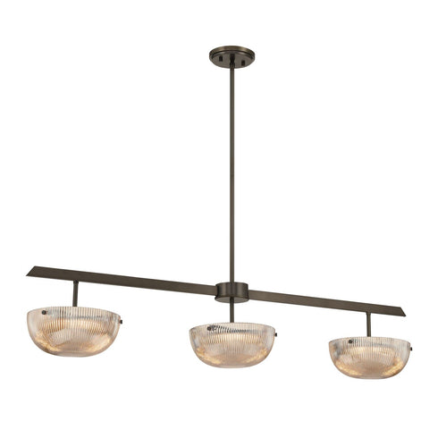 Hubbard 3-Light LED Linear Chandelier in Noble Brass