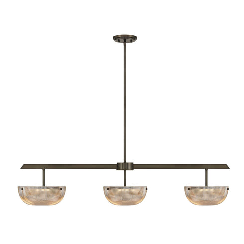 Hubbard 3-Light LED Linear Chandelier in Noble Brass