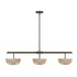 Hubbard 3-Light LED Linear Chandelier in Noble Brass