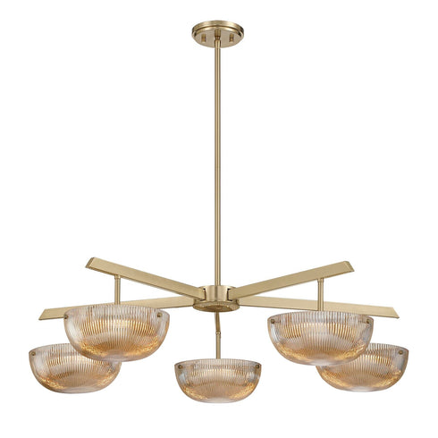 Hubbard 5-Light LED Chandelier in Noble Brass