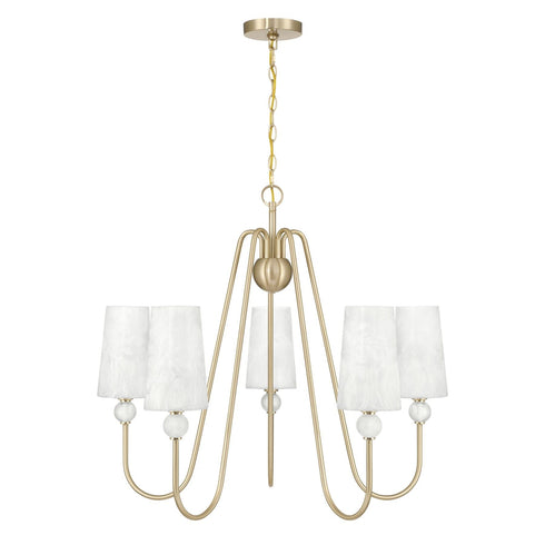 Sheldon 5-Light Chandelier in Noble Brass