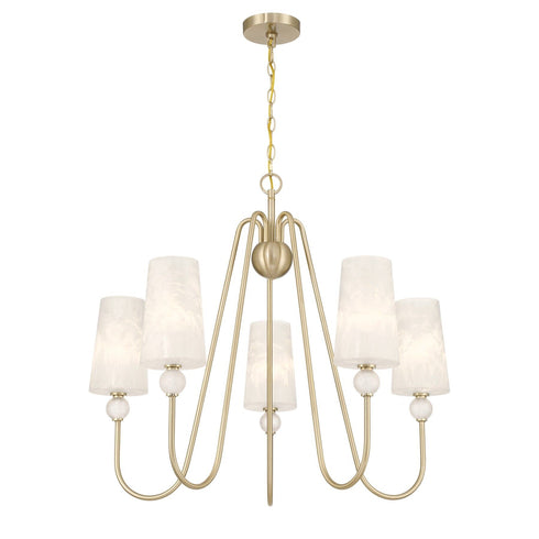Sheldon 5-Light Chandelier in Noble Brass