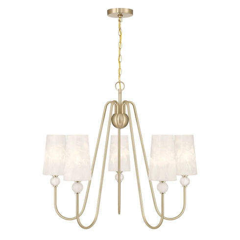 Sheldon 5-Light Chandelier in Noble Brass
