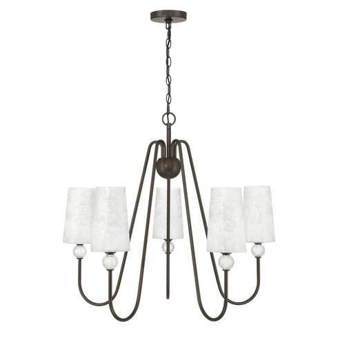 Sheldon 5-Light Chandelier in Noble Brass