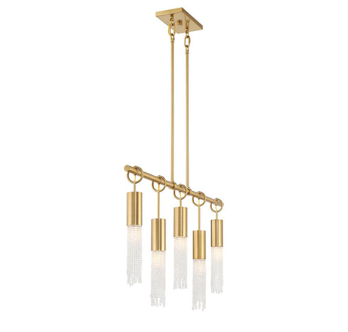 Chelsea 5-Light Linear Chandelier in Warm Brass