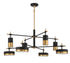 Ashor 8-Light LED Chandelier in Matte Black with Warm Brass Accents