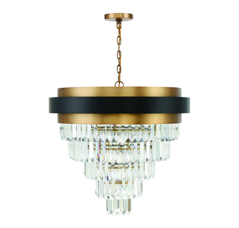 Marquise 9-Light Chandelier in Matte Black with Warm Brass Accents