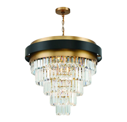 Marquise 9-Light Chandelier in Matte Black with Warm Brass Accents