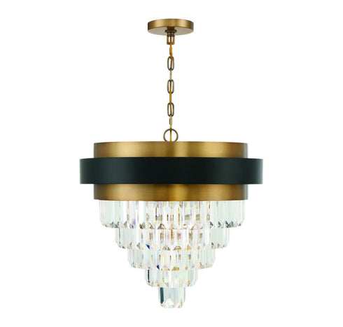 Marquise 4-Light Chandelier in Matte Black with Warm Brass Accents