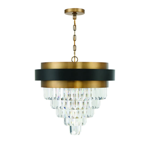 Marquise 4-Light Chandelier in Matte Black with Warm Brass Accents